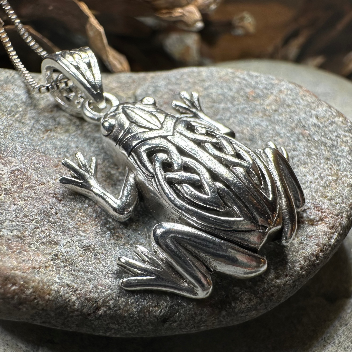 Celtic Frog Necklace in Sterling Silver — view 4