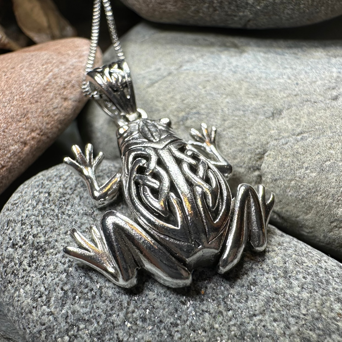 Celtic Frog Necklace in Sterling Silver — view 6