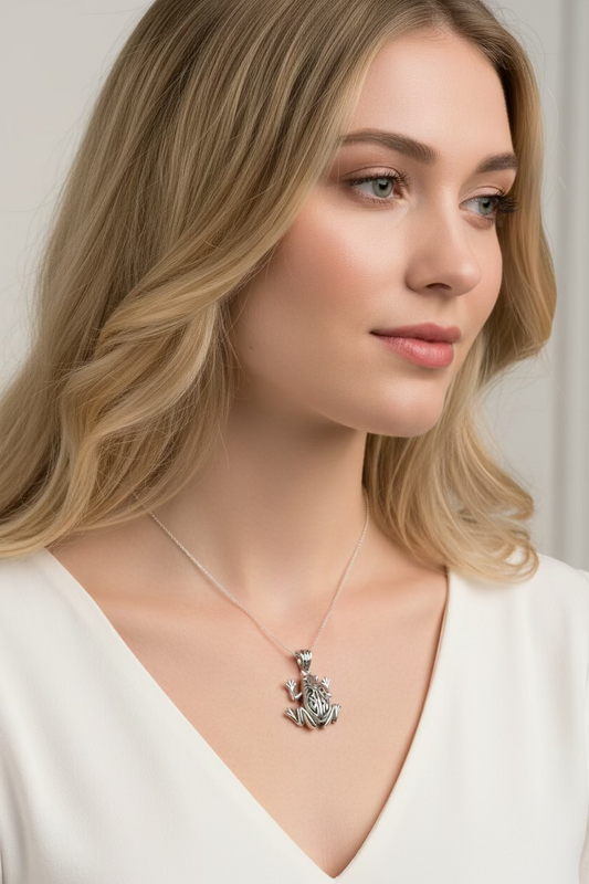 Celtic Frog Necklace in Sterling Silver