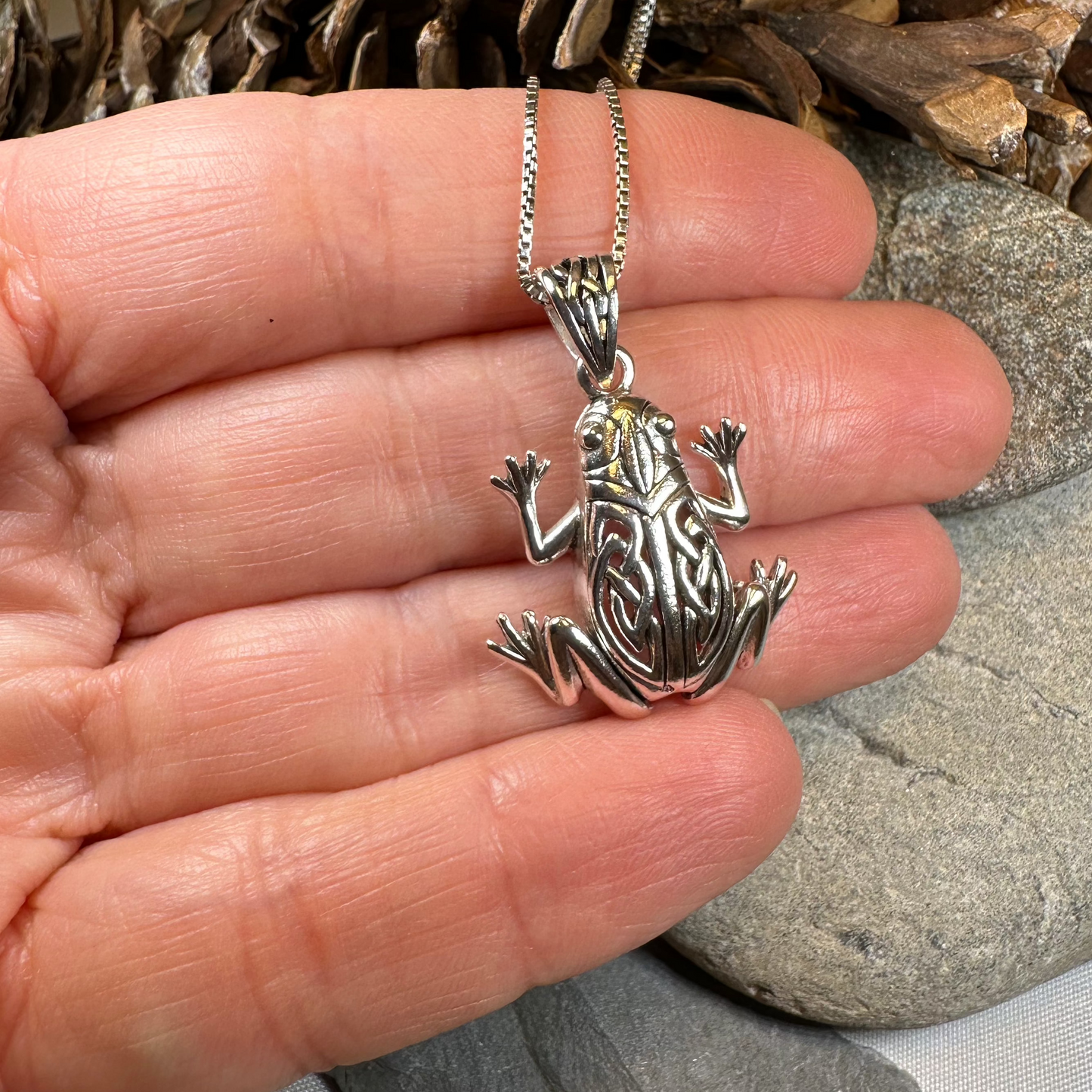 Celtic Frog Necklace in Sterling Silver — view 5