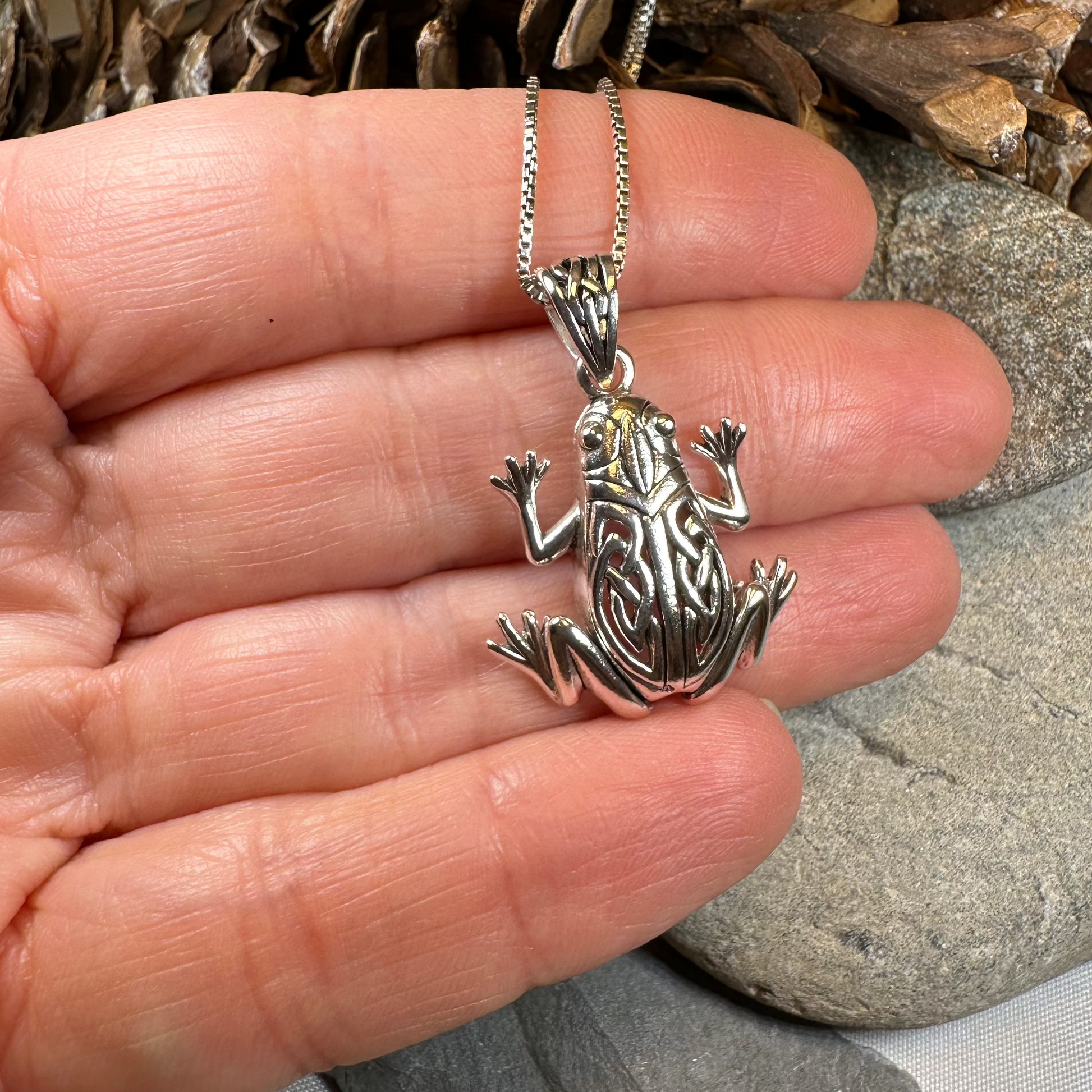 Celtic Frog Necklace in Sterling Silver — view 5