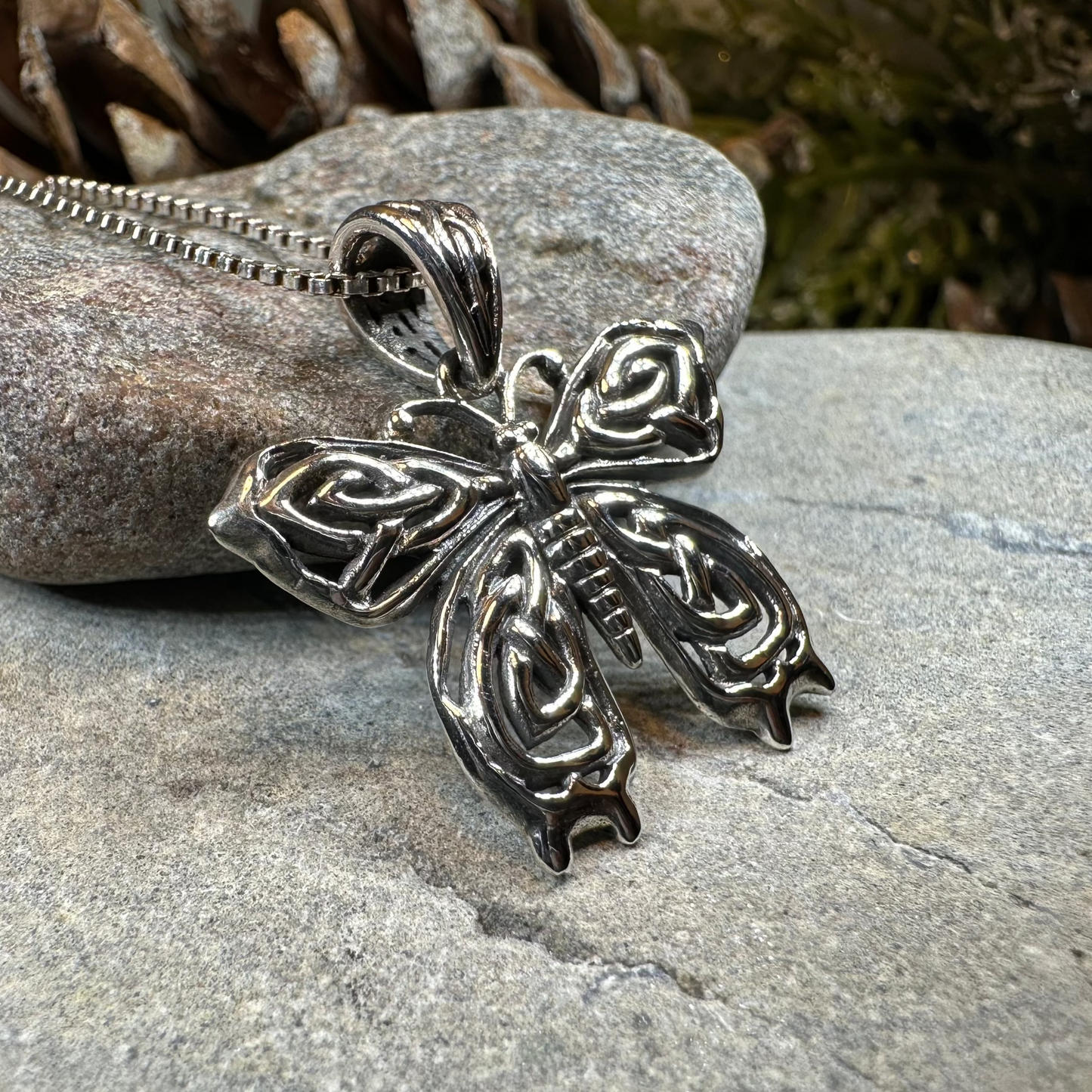 Azaria Celtic Butterfly Necklace in Sterling Silver — view 3