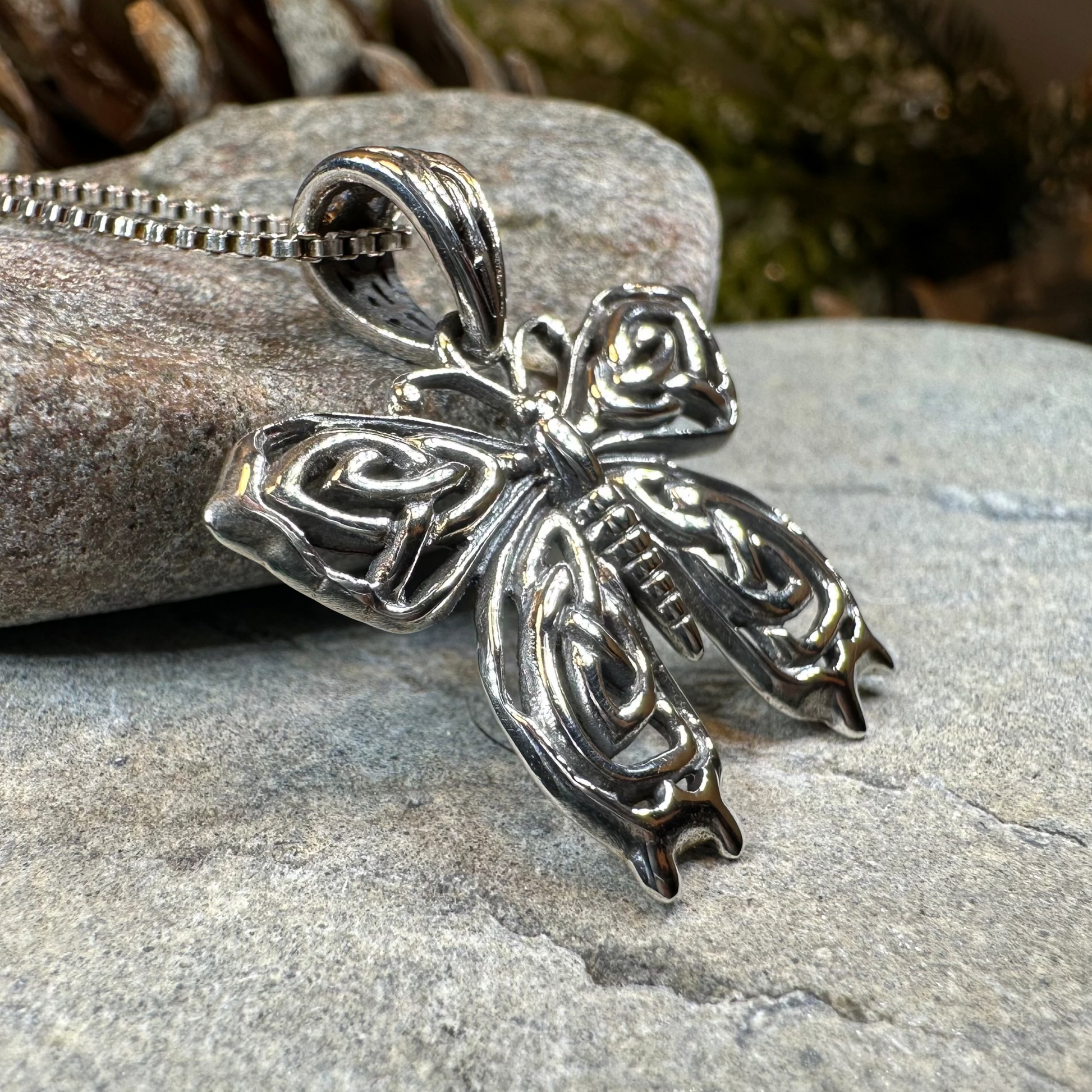 Azaria Celtic Butterfly Necklace in Sterling Silver — view 5