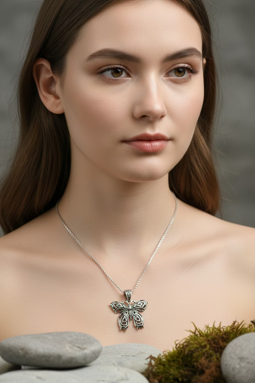Azaria Celtic Butterfly Necklace in Sterling Silver