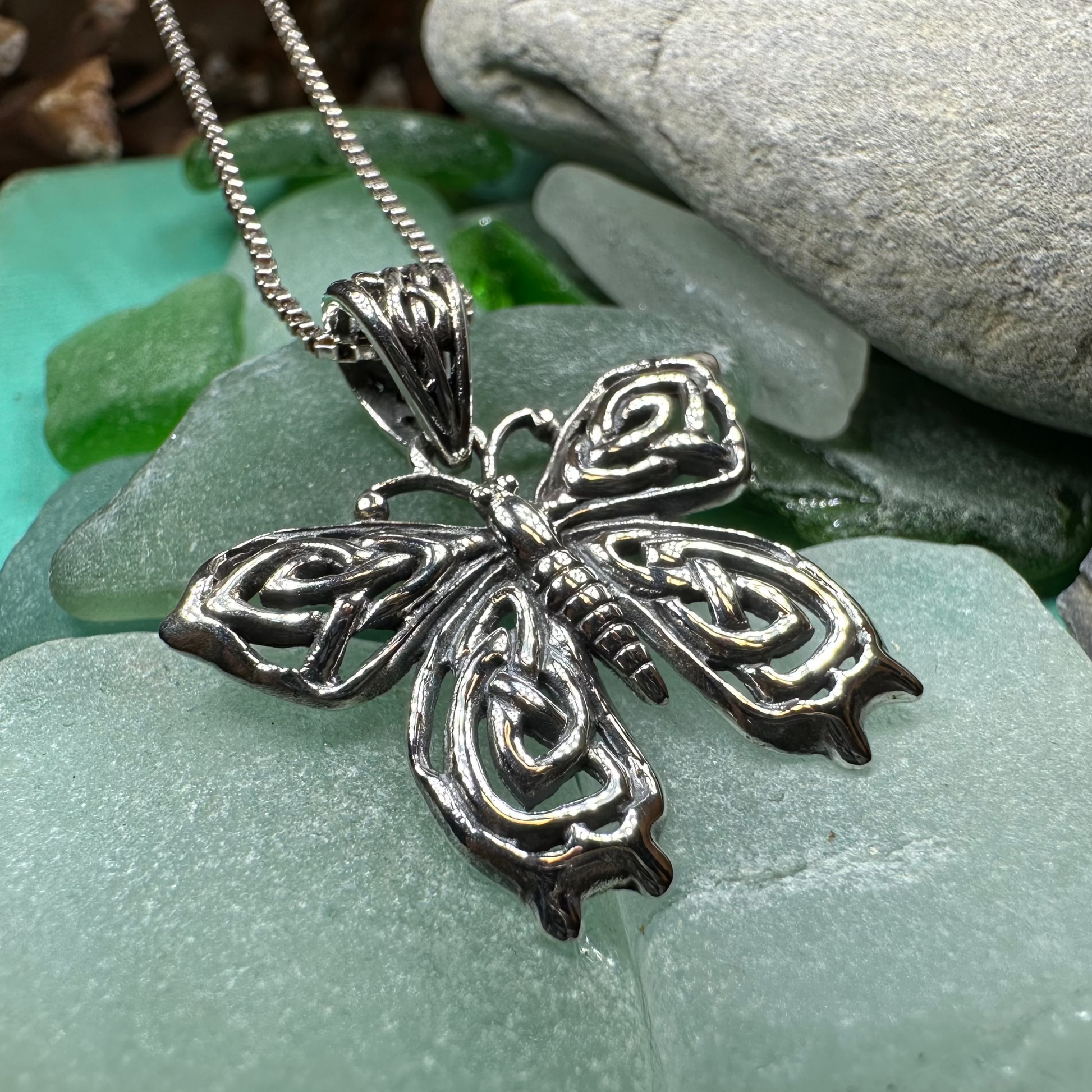 Azaria Celtic Butterfly Necklace in Sterling Silver — view 6