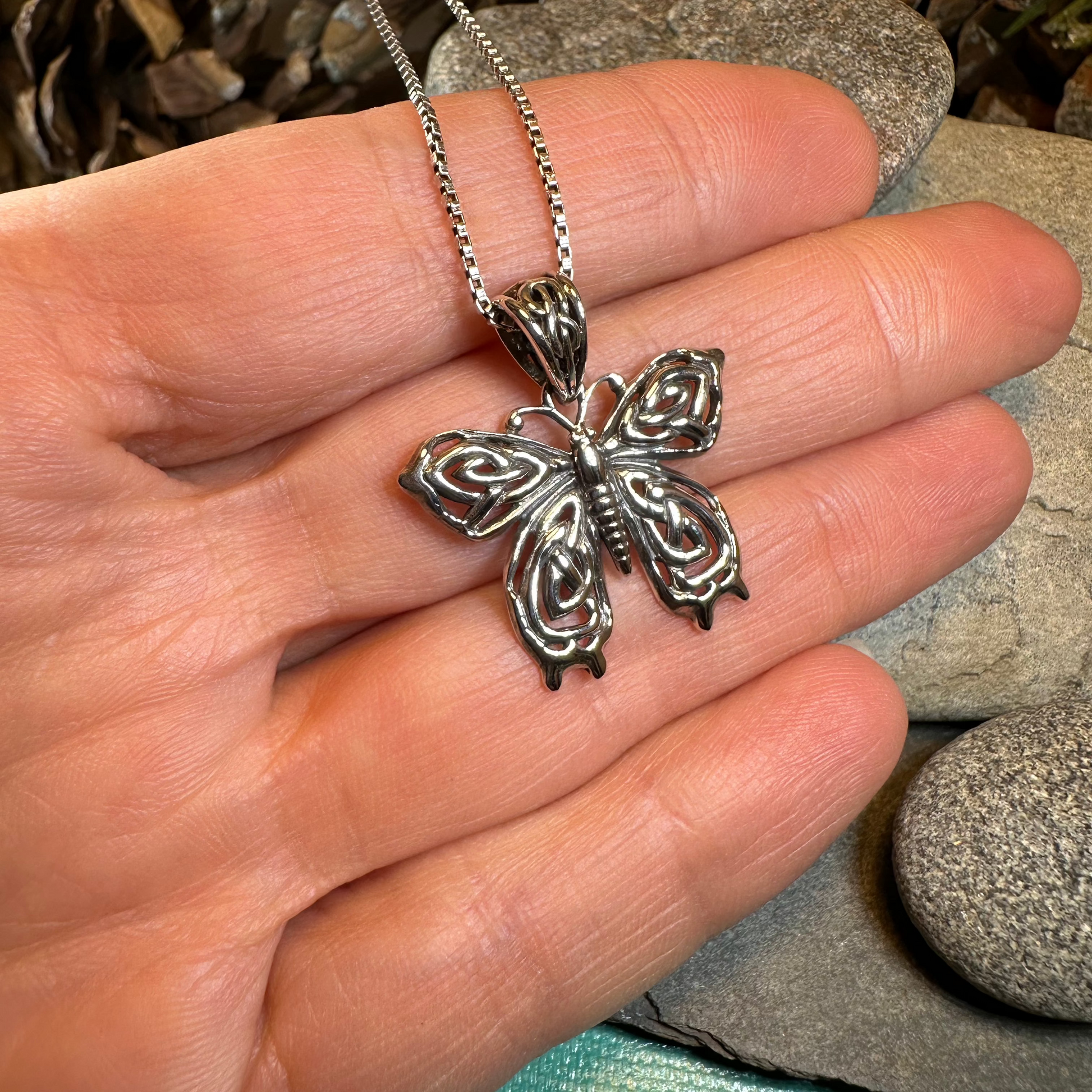 Azaria Celtic Butterfly Necklace in Sterling Silver — view 4