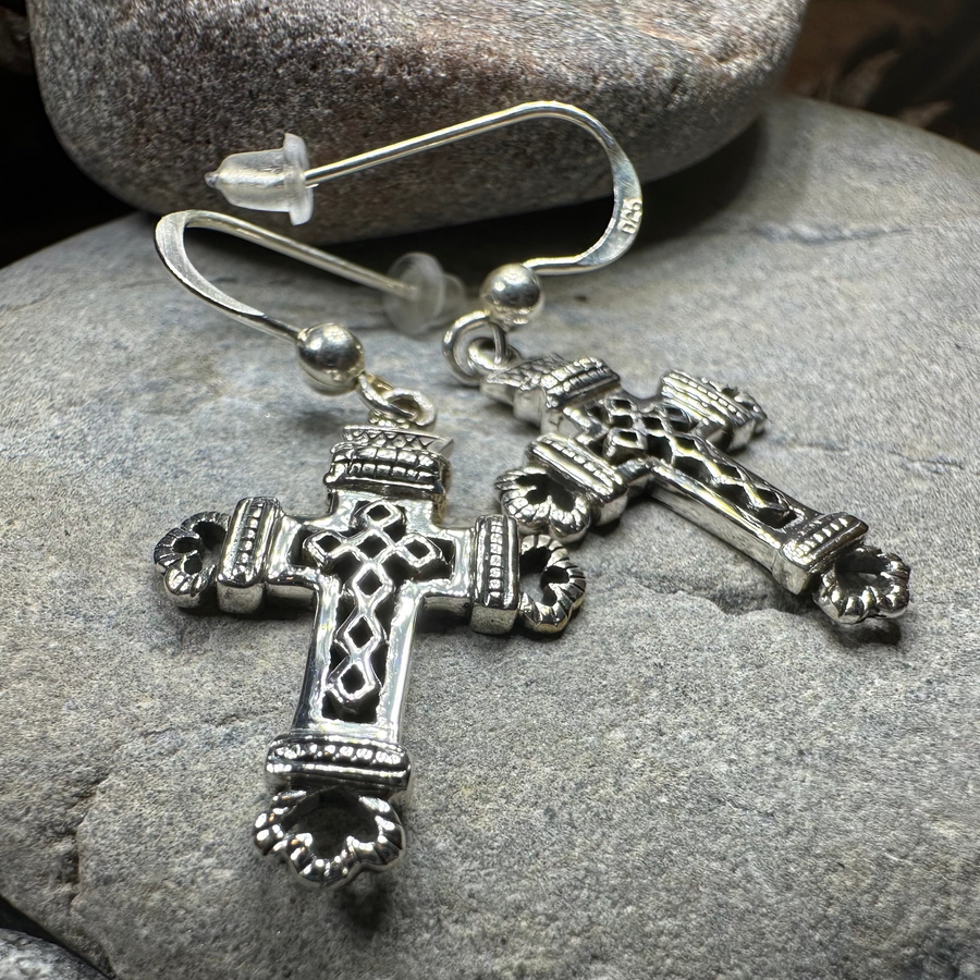 Celtic Cross Earrings in Sterling Silver