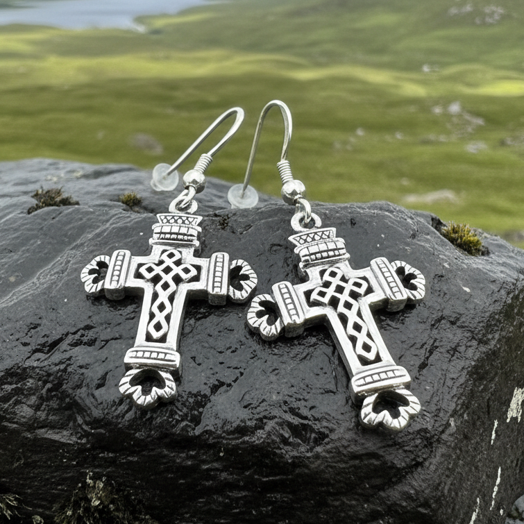 Celtic Cross Earrings in Sterling Silver