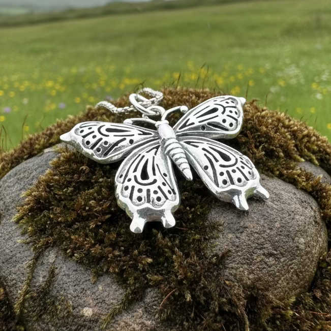 Celtic Butterfly Silver Necklace in sterling silver