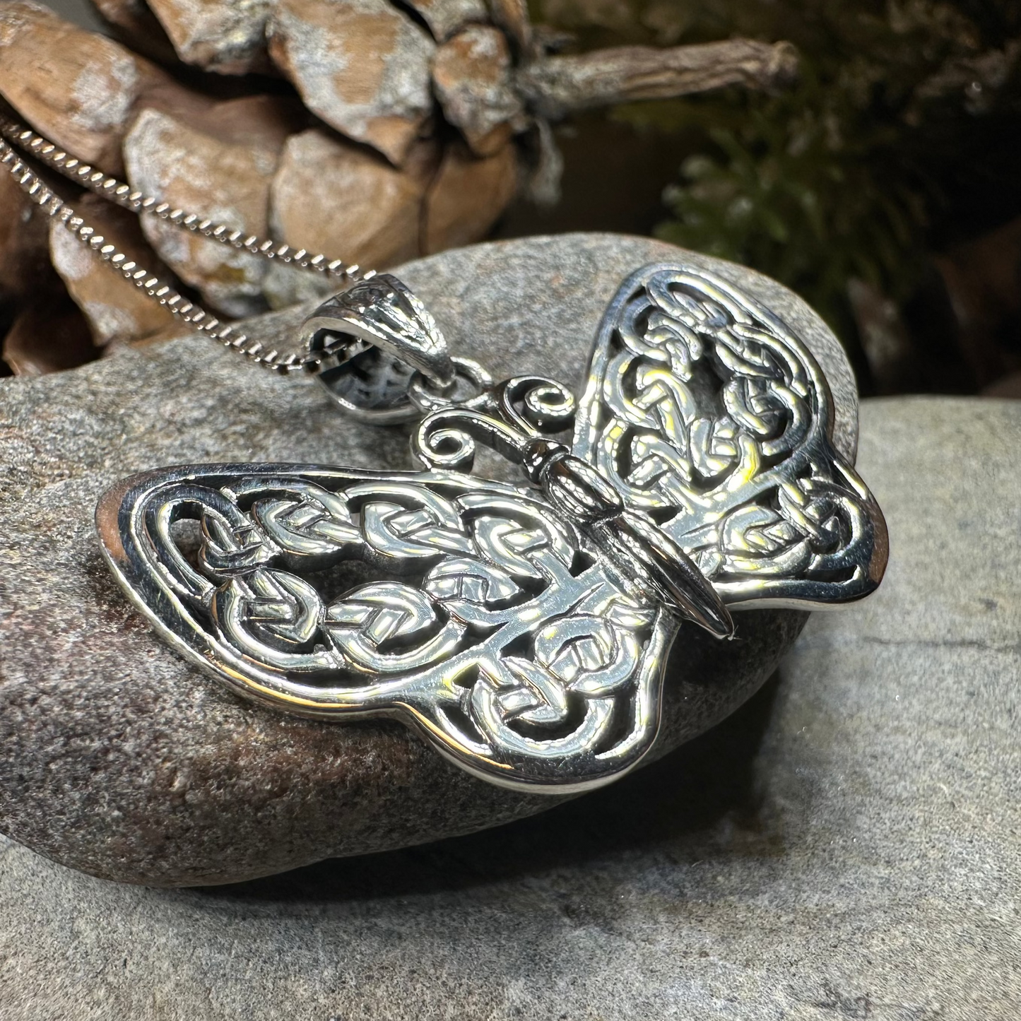Celtic Dream Butterfly Necklace in Sterling Silver — view 3