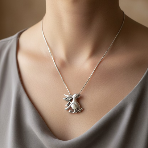 Load image into Gallery viewer, Willow Rabbit Necklace in Sterling Silver

