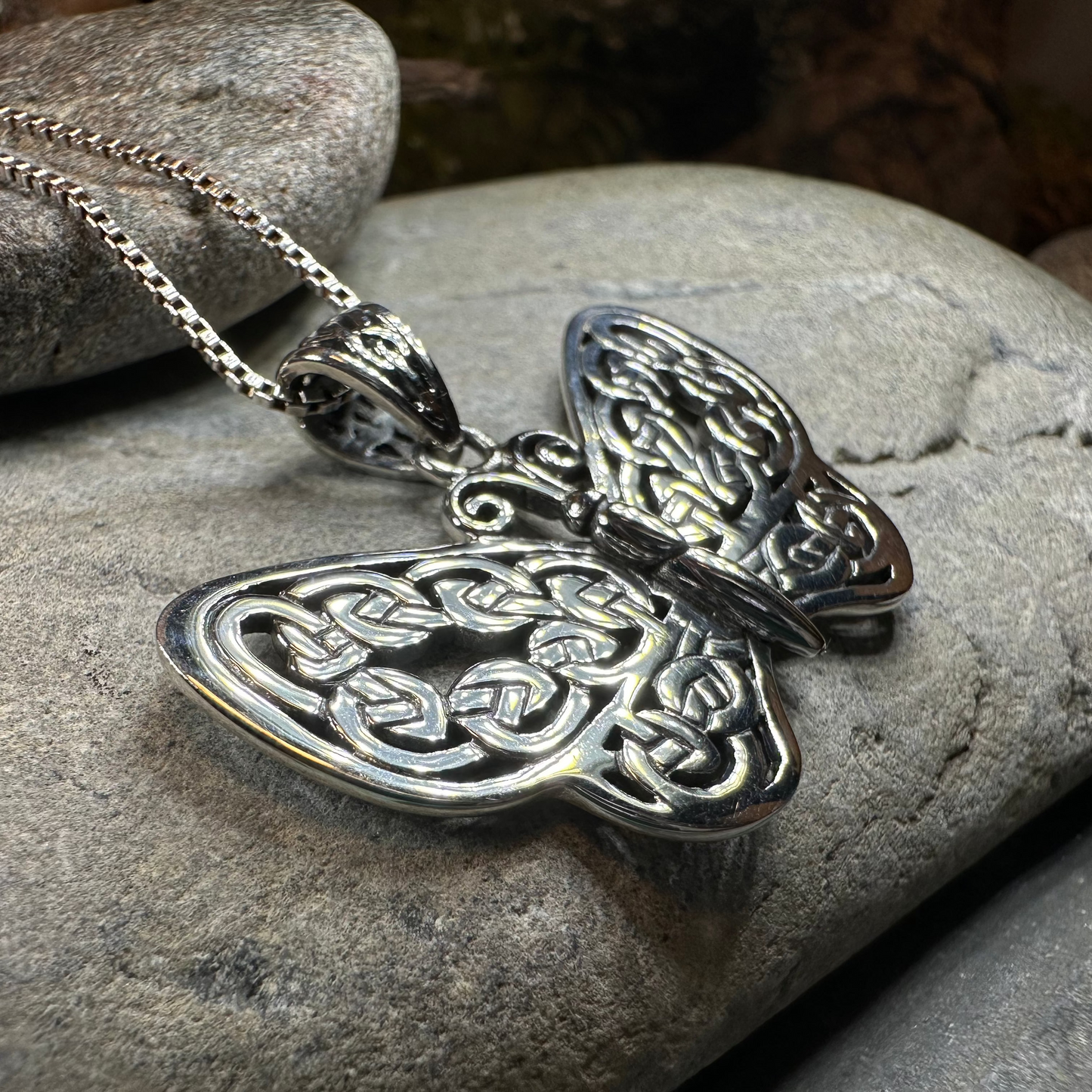 Celtic Dream Butterfly Necklace in Sterling Silver — view 7