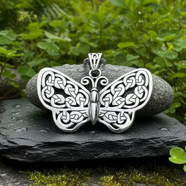 Celtic Dream Butterfly Necklace in Sterling Silver — view 6