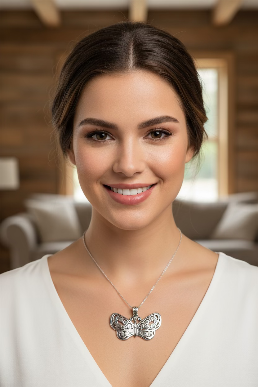 Celtic Dream Butterfly Necklace in Sterling Silver — view 5