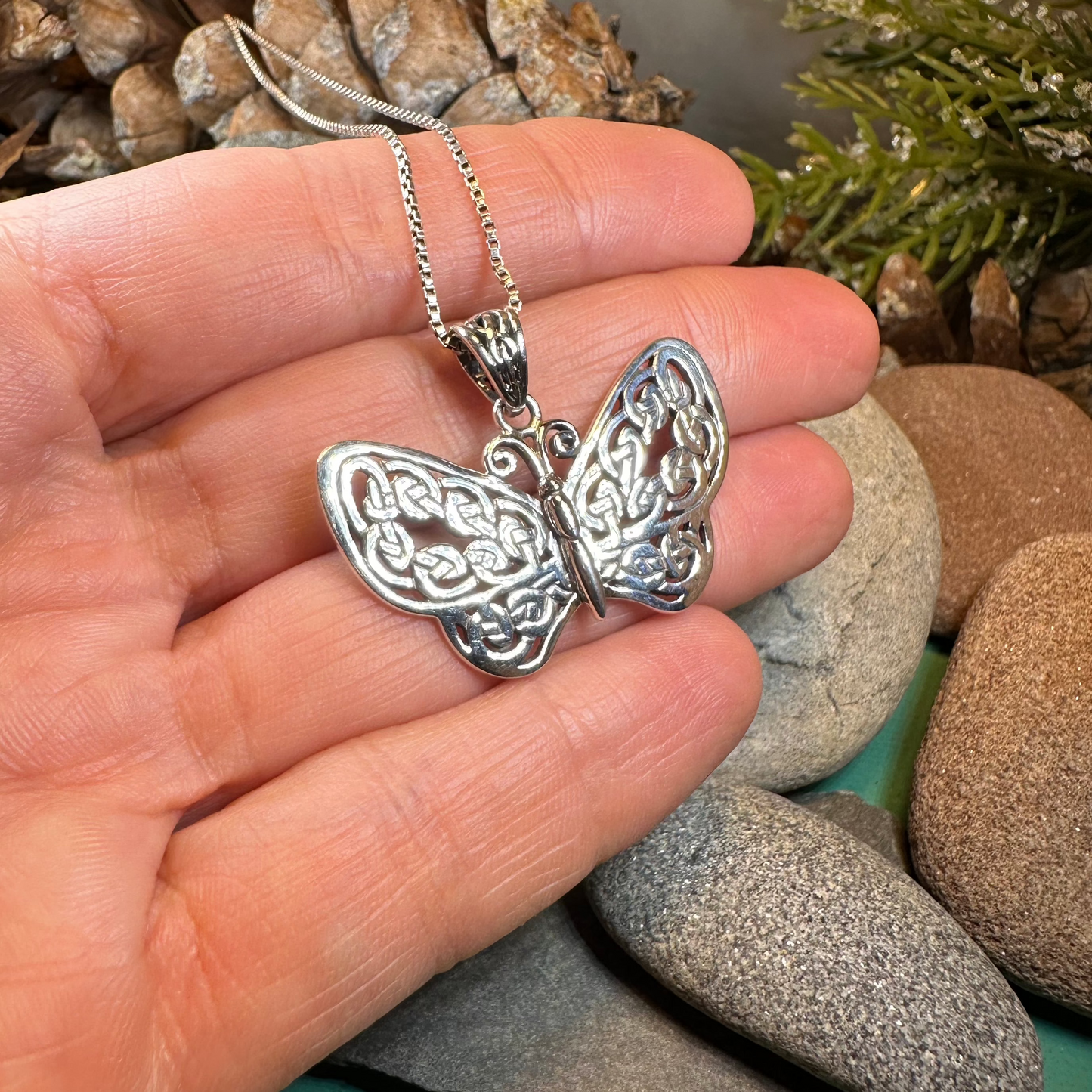 Celtic Dream Butterfly Necklace in Sterling Silver — view 4