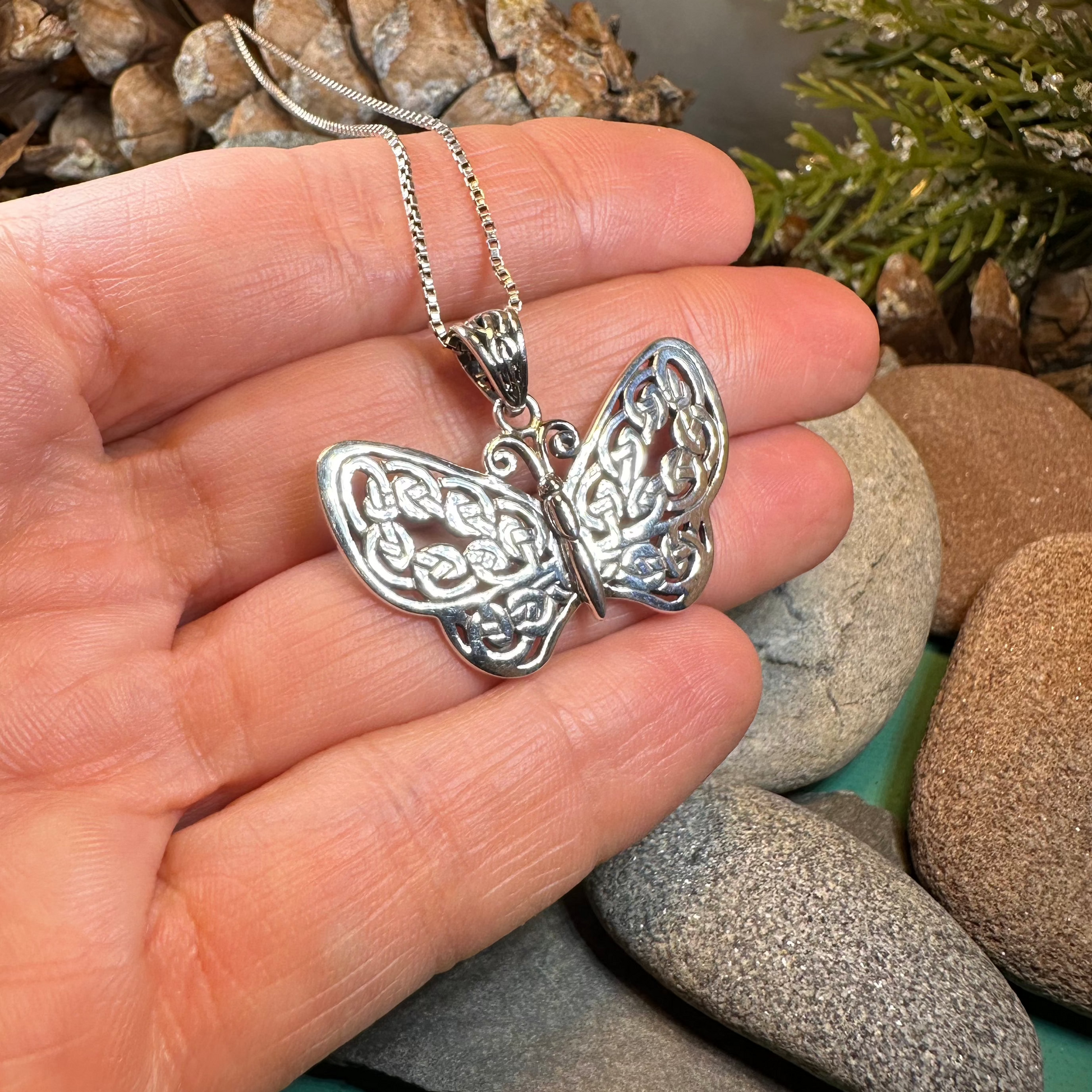 Celtic Dream Butterfly Necklace in Sterling Silver — view 4