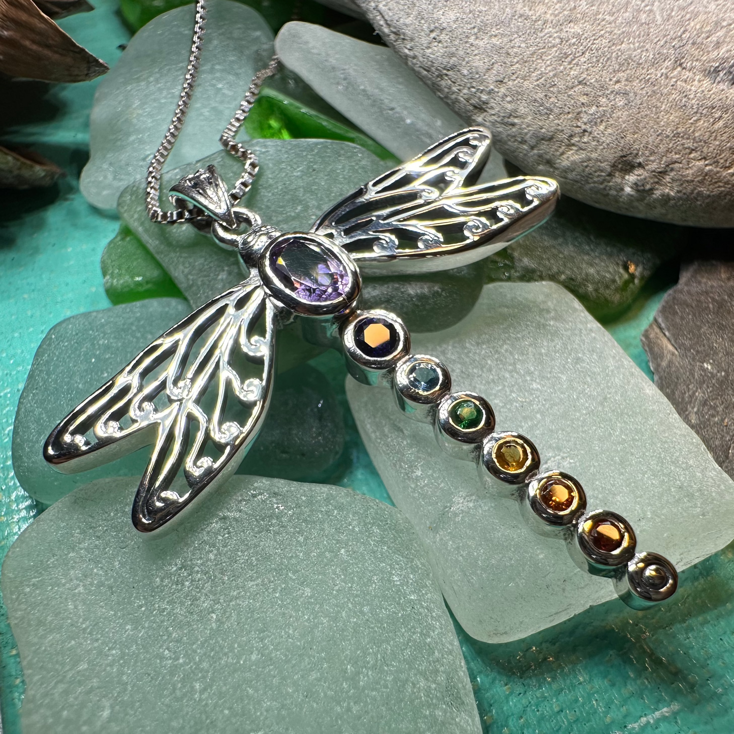Chakra Dragonfly Necklace — view 5