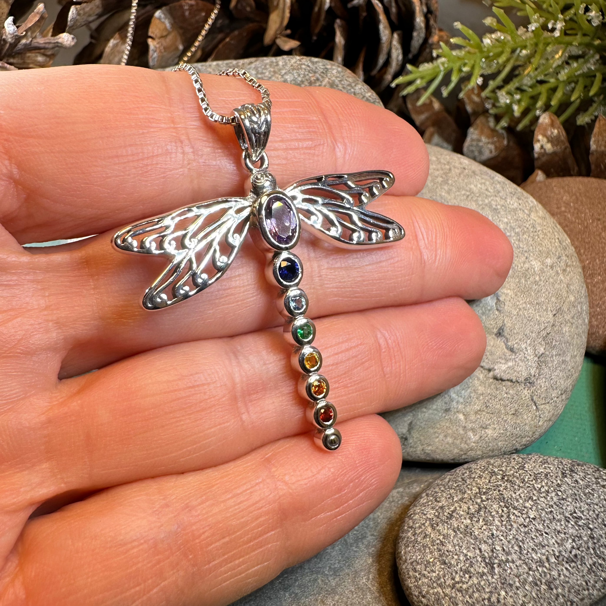 Chakra Dragonfly Necklace — view 4