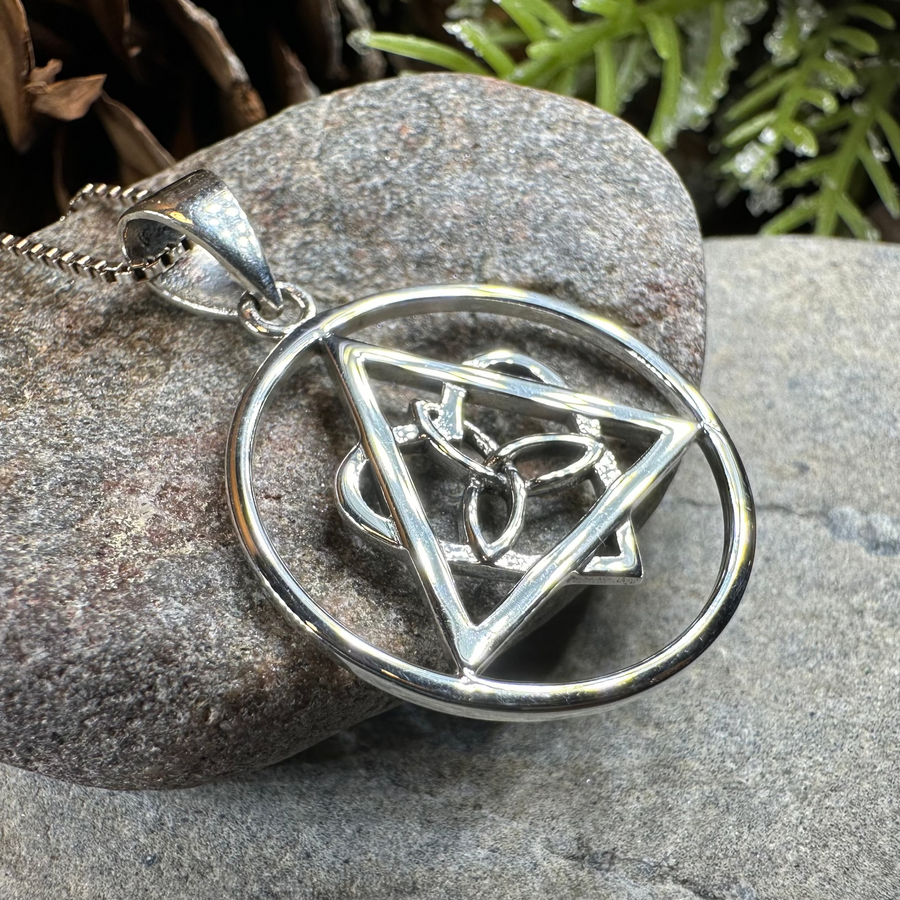 Celtic Trinity Knot AA Sobriety Necklace in Sterling Silver