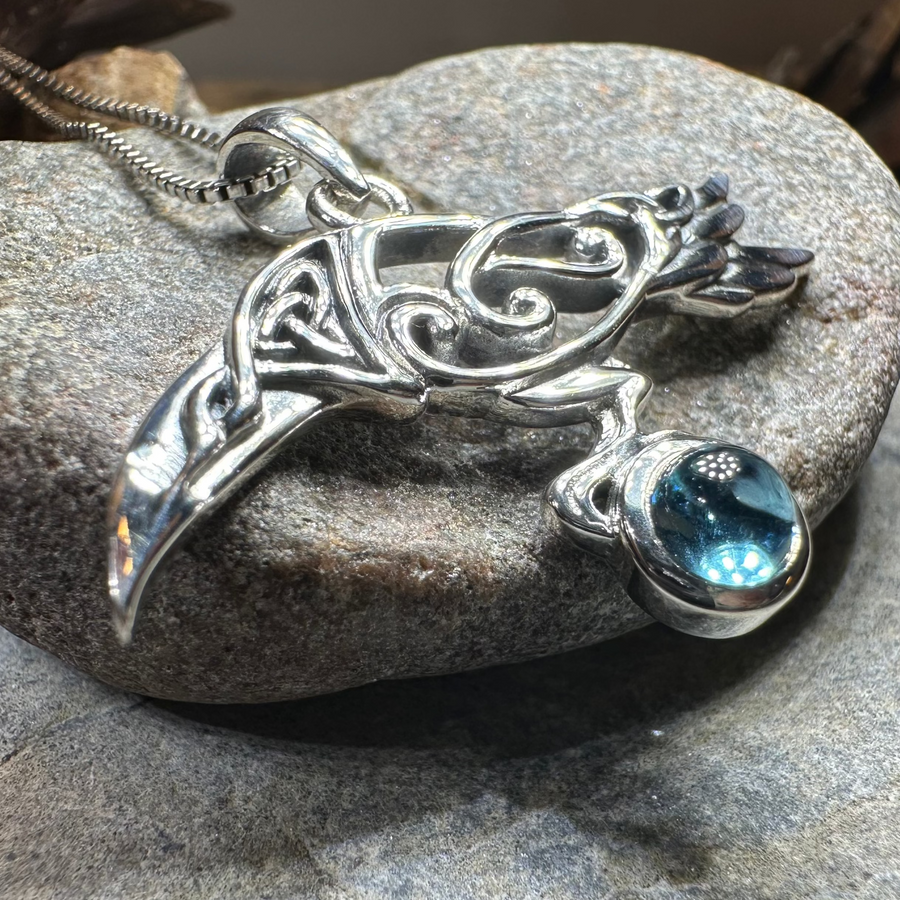 Watcher Celtic Raven Necklace in Sterling Silver