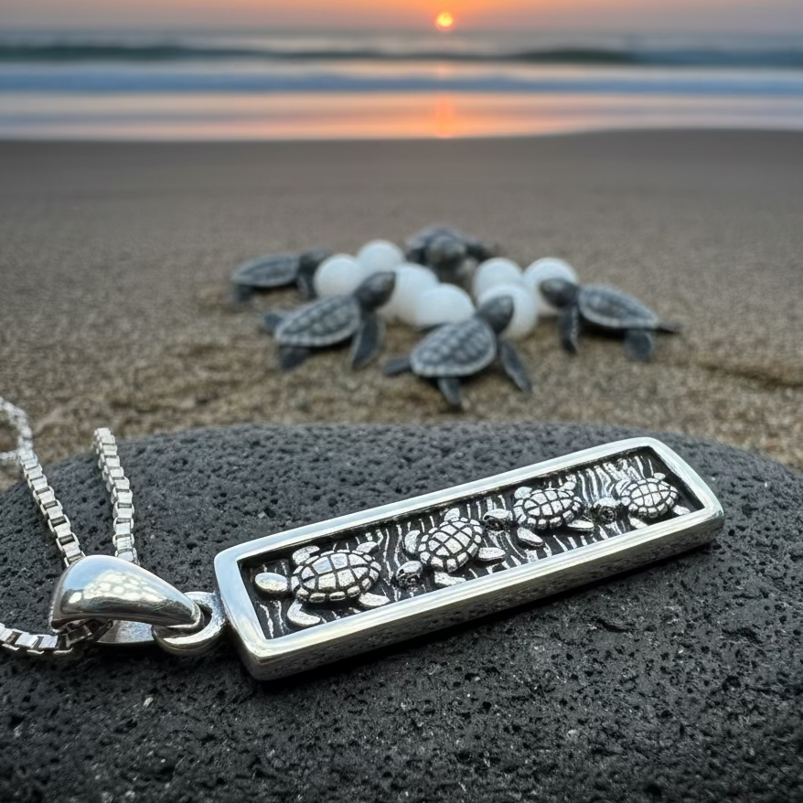 Hatchling Turtles Necklace in Sterling Silver