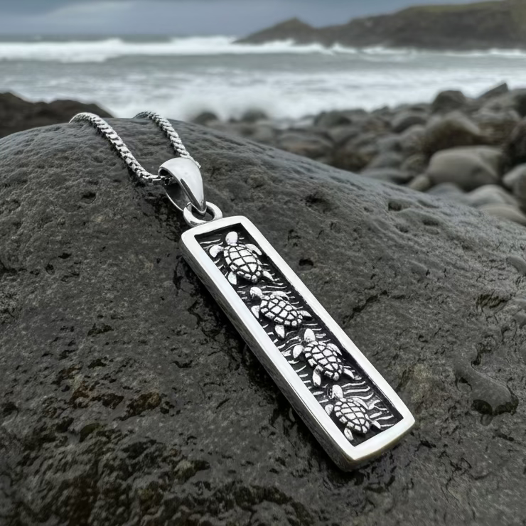 Hatchling Turtles Necklace in Sterling Silver