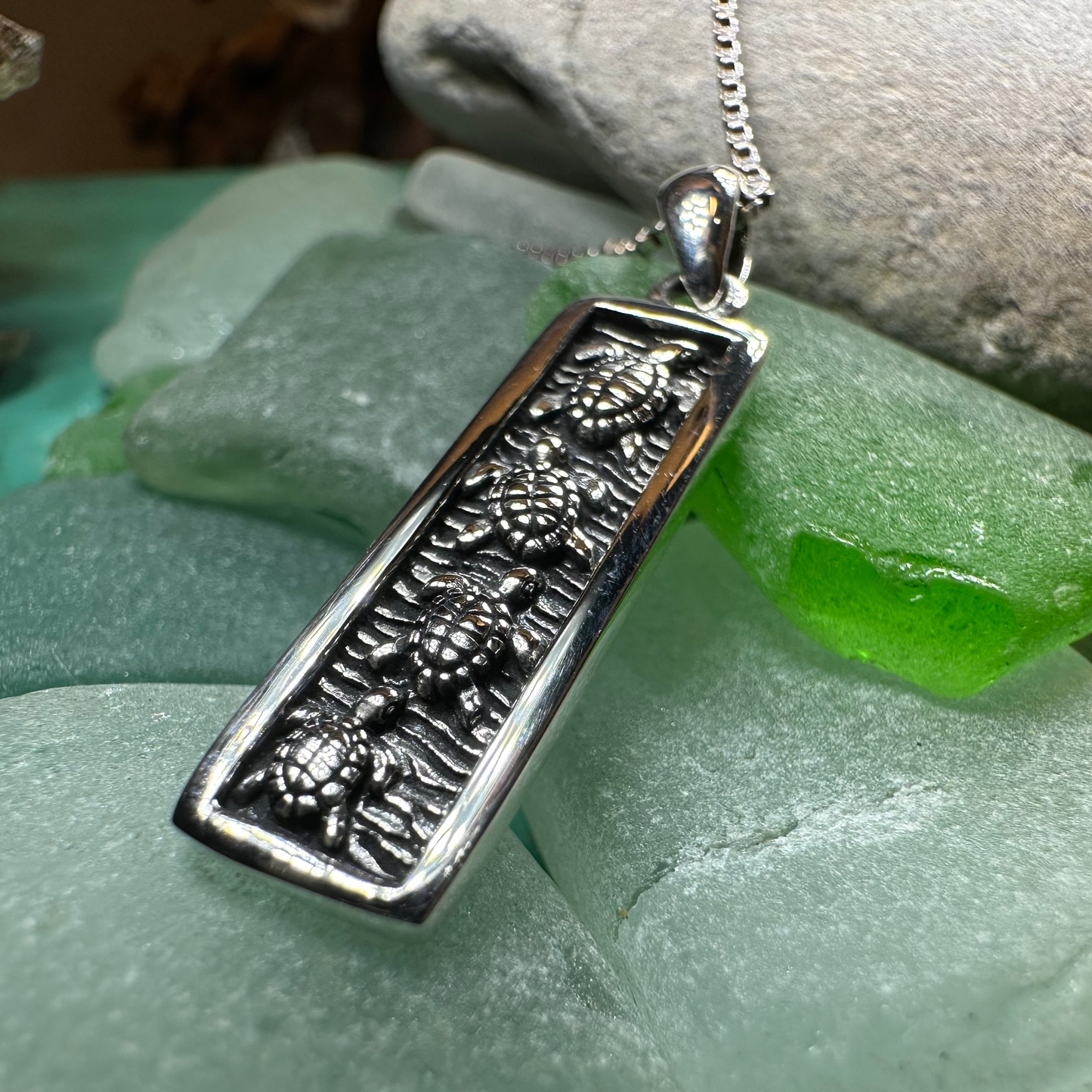 Hatchling Turtles Necklace in Sterling Silver