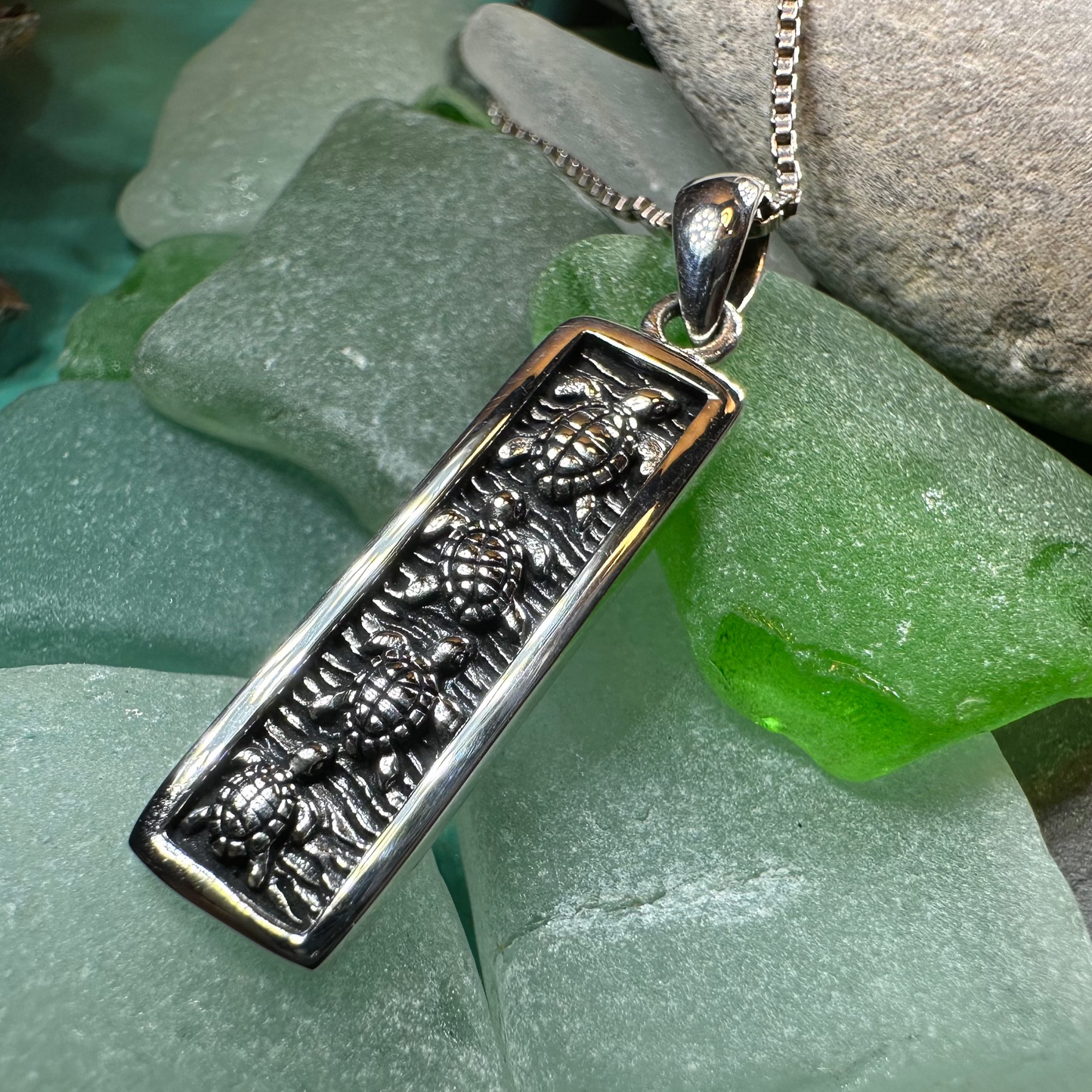 Hatchling Turtles Necklace in Sterling Silver