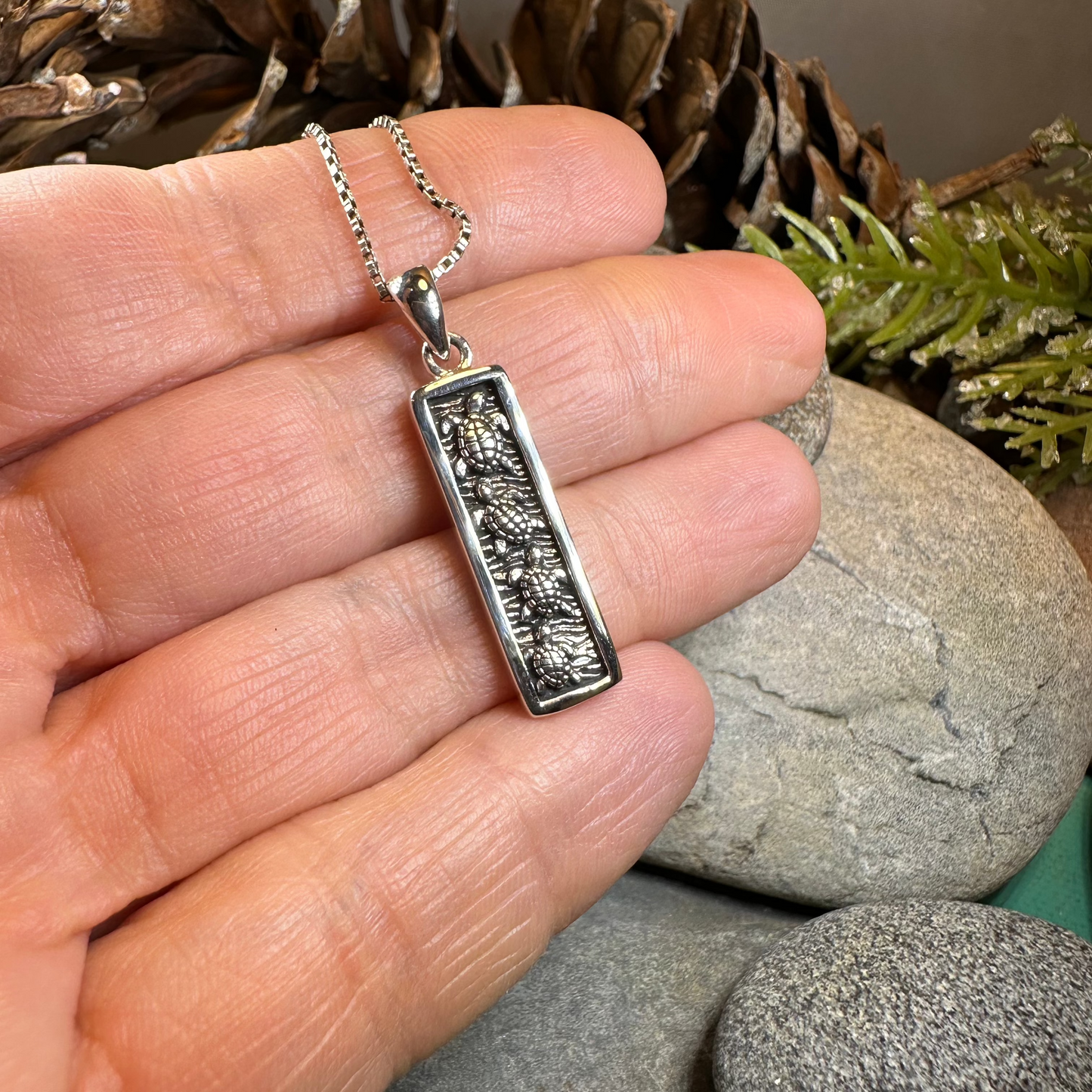 Hatchling Turtles Necklace in Sterling Silver
