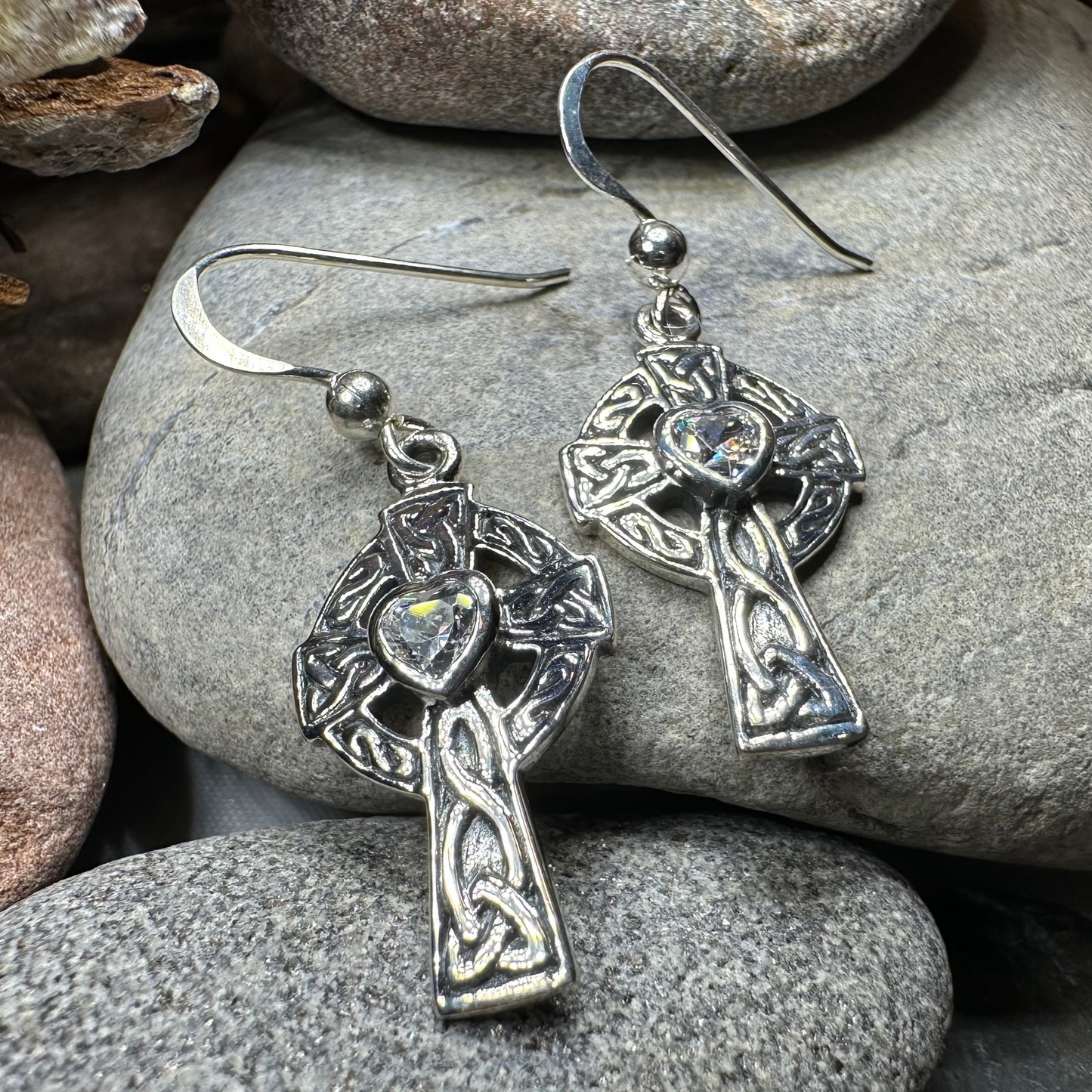 Celtic Cross Heart Earrings — view 10