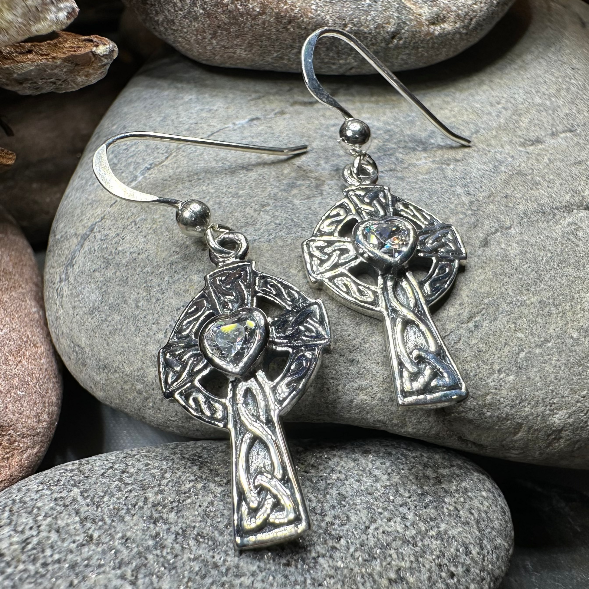Celtic Cross Heart Earrings — view 10