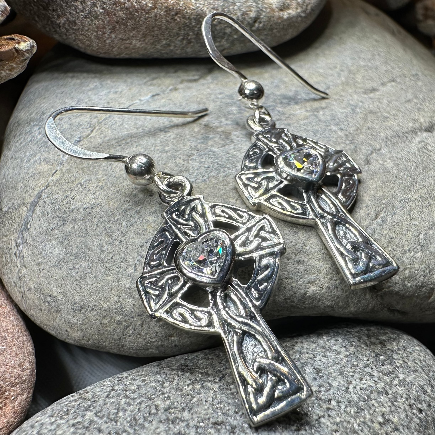 Celtic Cross Heart Earrings — view 6