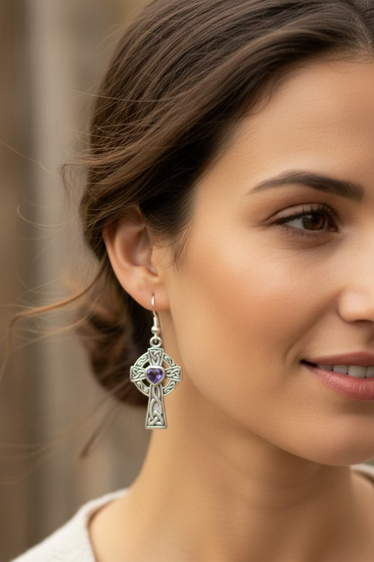 Celtic Cross Heart Earrings — view 7