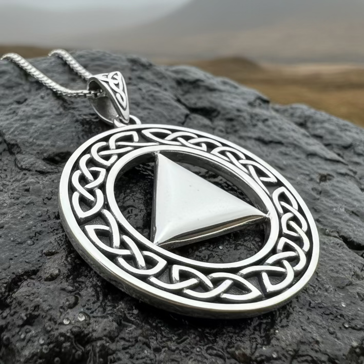 Large Celtic AA Sobriety Necklace in Sterling Silver