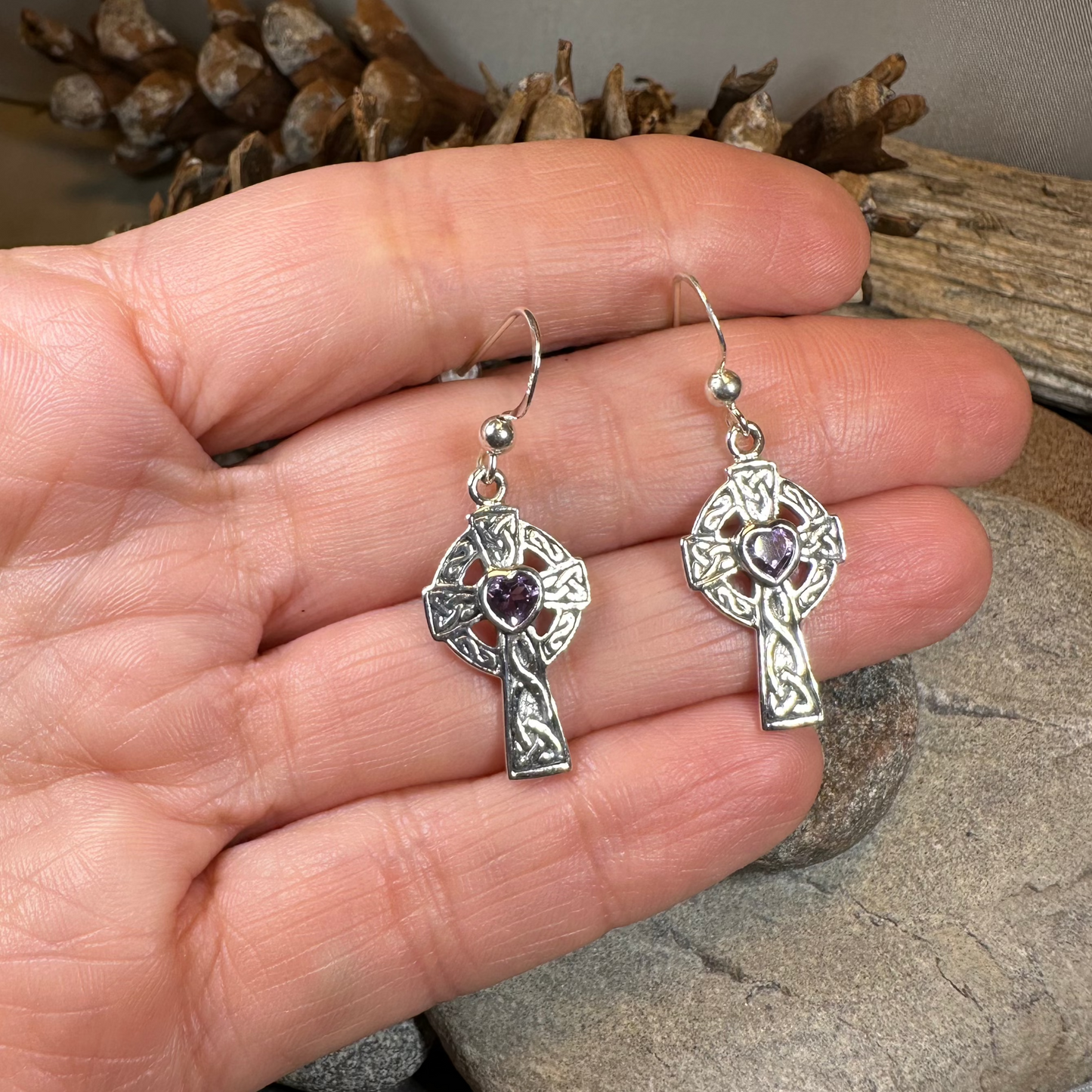 Celtic Cross Heart Earrings — view 5