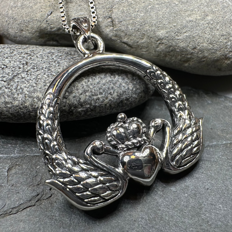 Loving Swan Claddagh Necklace