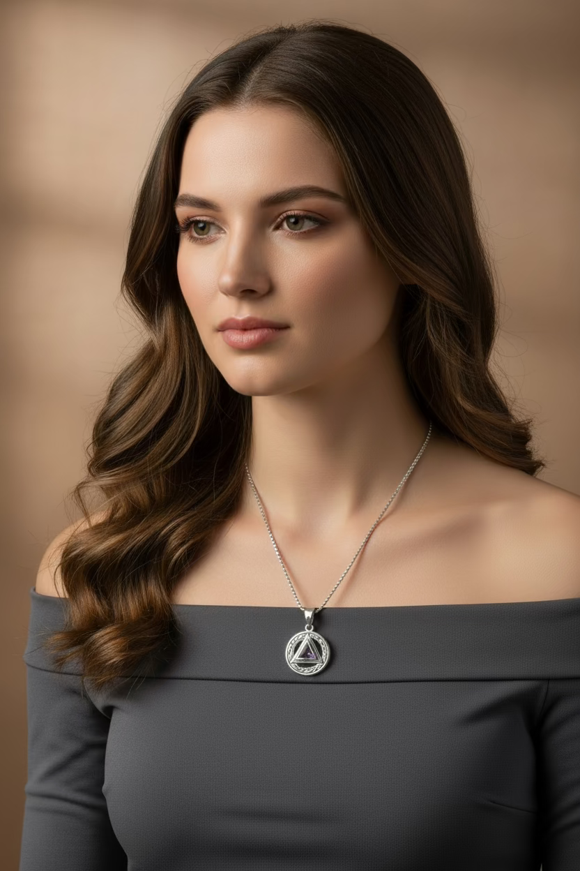 Gemstone Celtic AA Sobriety Necklace