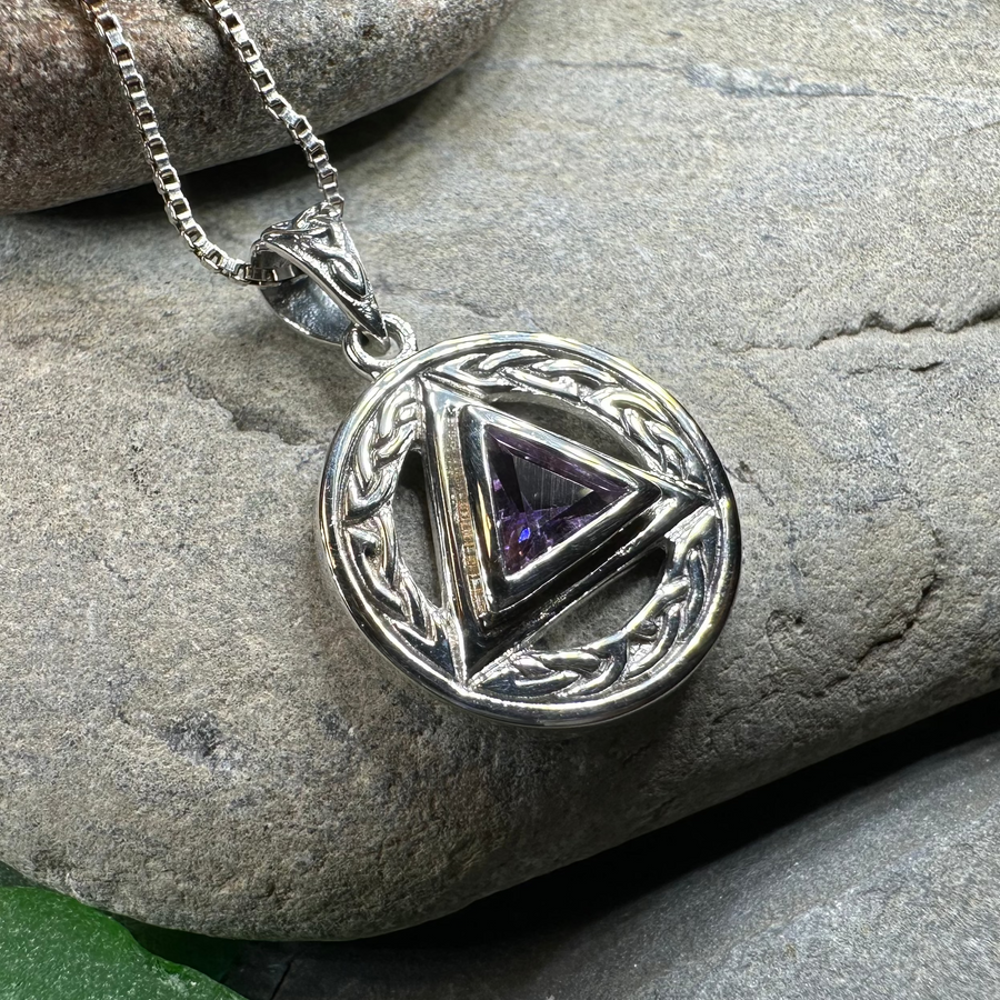Gemstone Celtic AA Sobriety Necklace