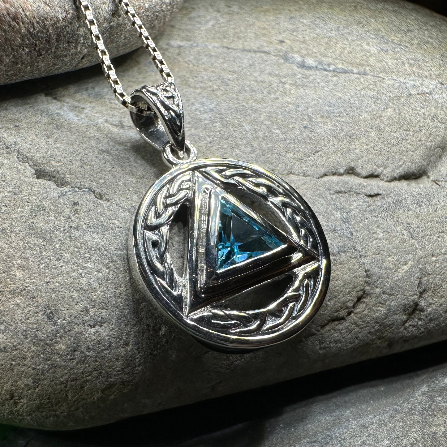 Gemstone Celtic AA Sobriety Necklace in Sterling Silver