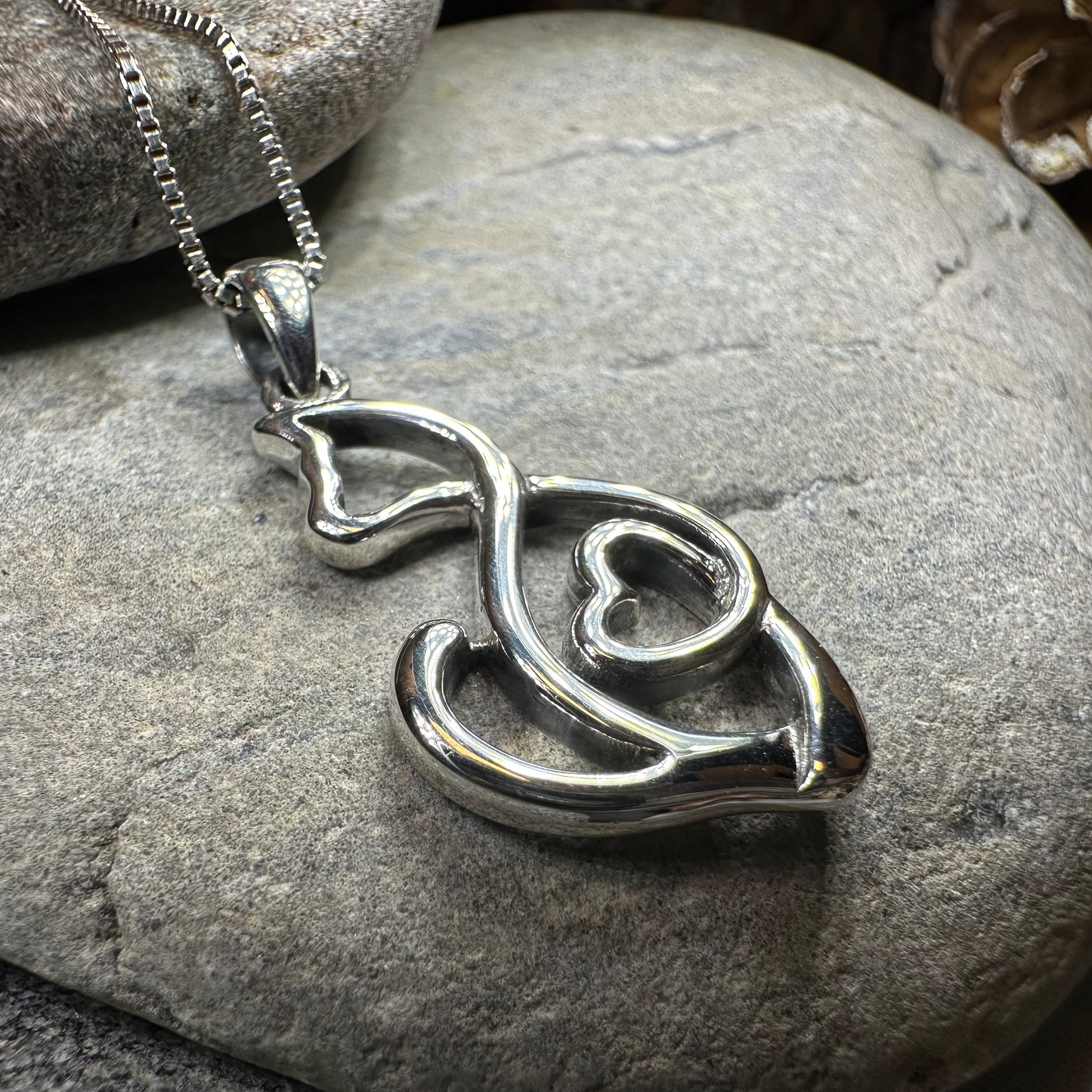 Celtic Cat Love Necklace in Sterling Silver — view 6