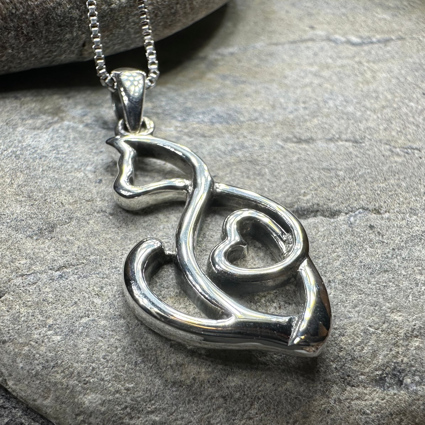 Celtic Cat Love Necklace in Sterling Silver — view 7