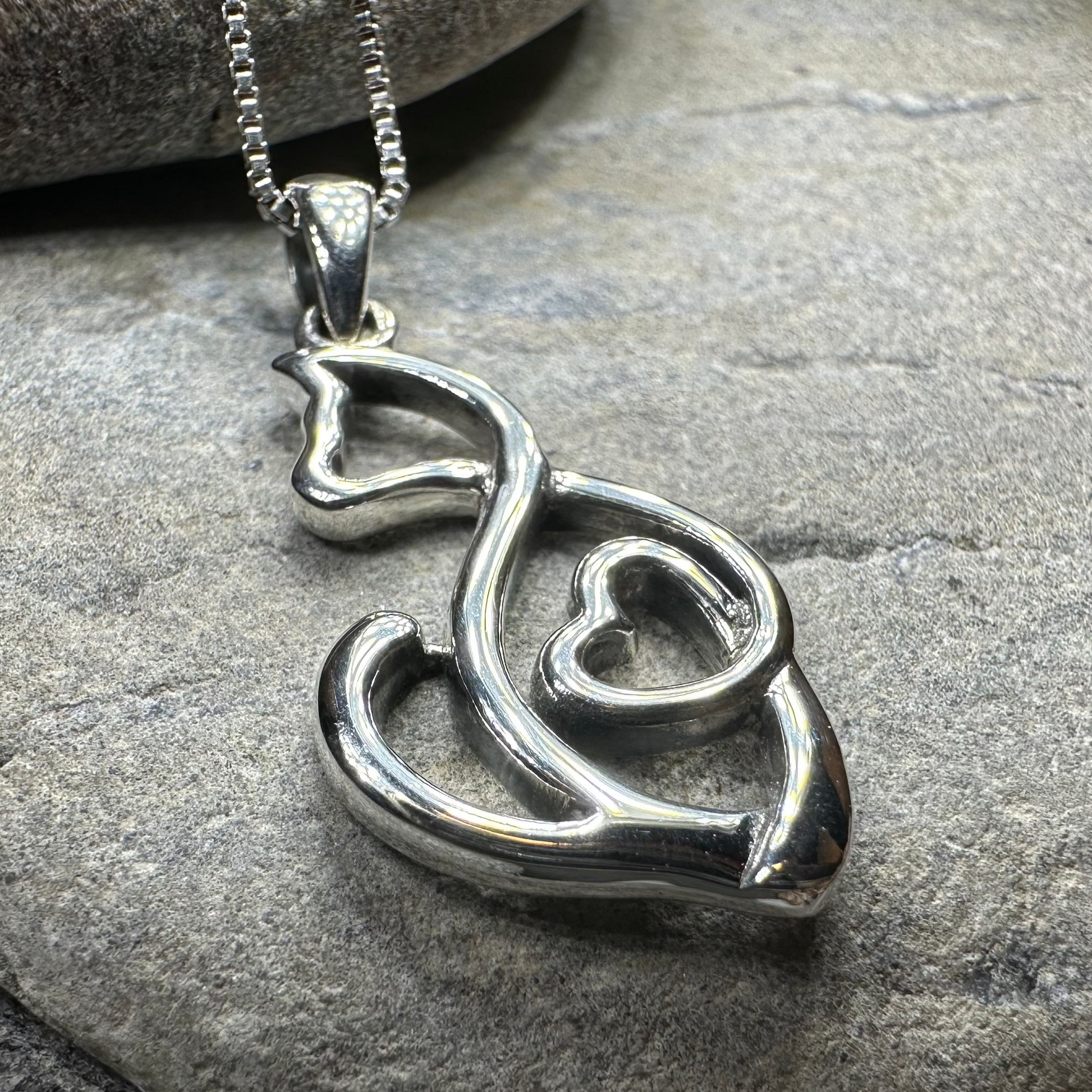 Celtic Cat Love Necklace in Sterling Silver — view 7