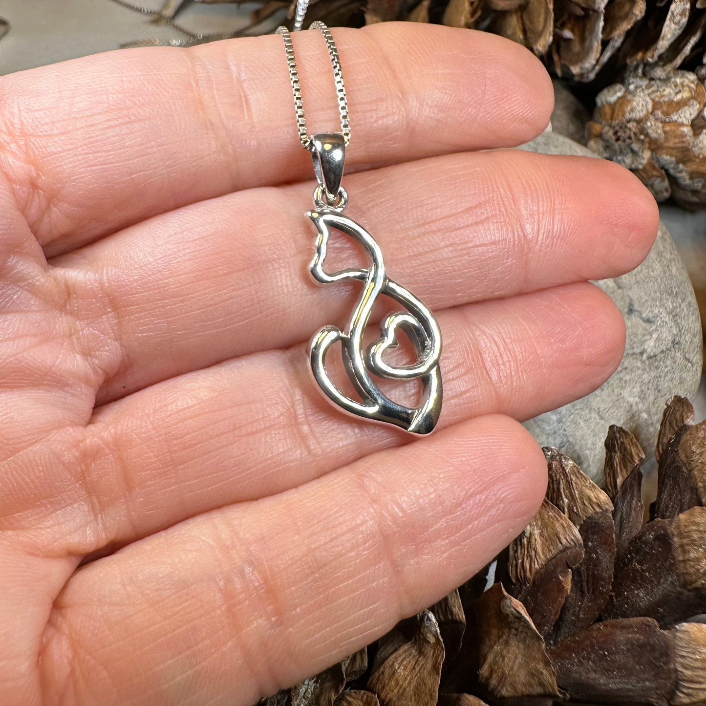 Celtic Cat Love Necklace in Sterling Silver — view 5