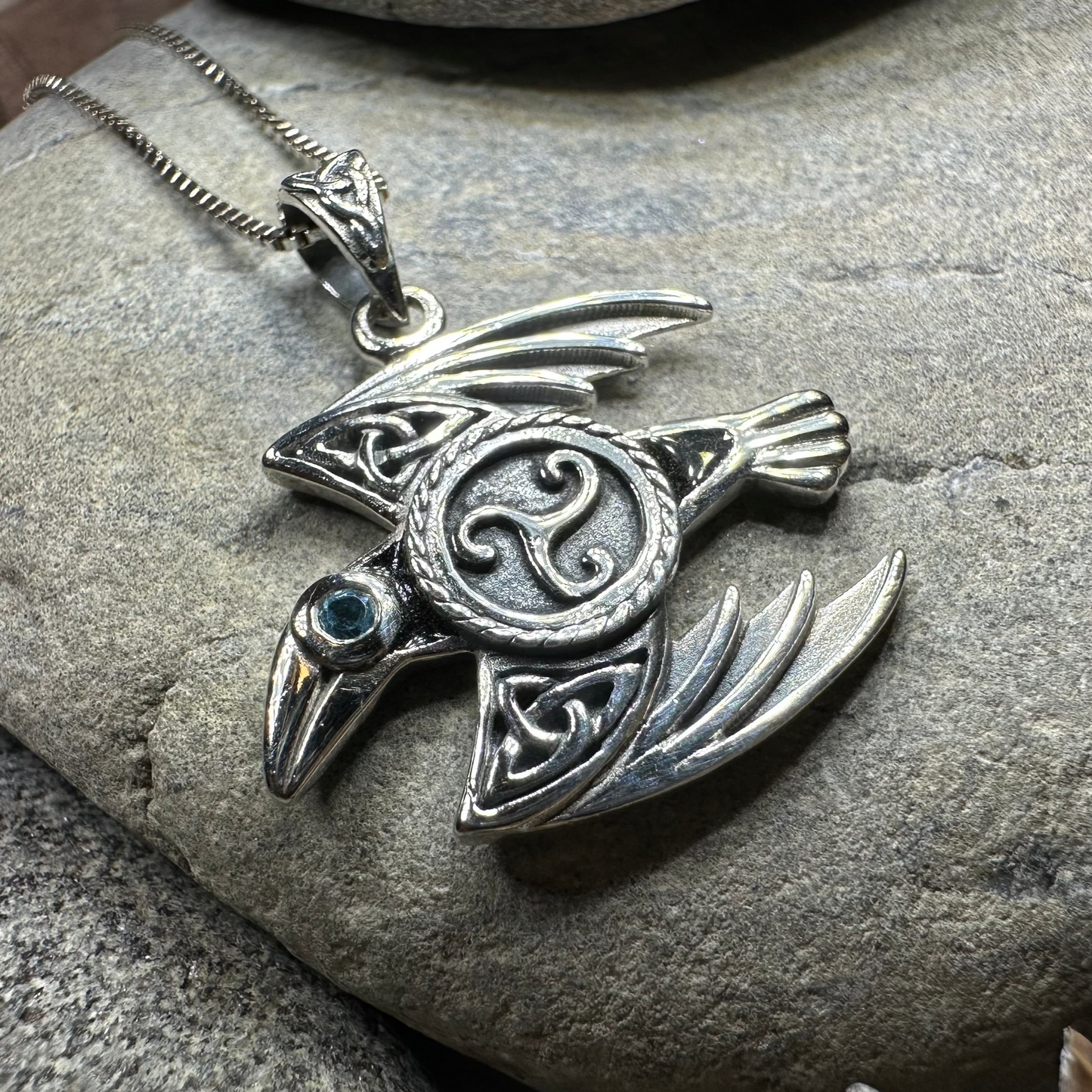 Astrid Celtic Raven Necklace in Sterling Silver — view 7
