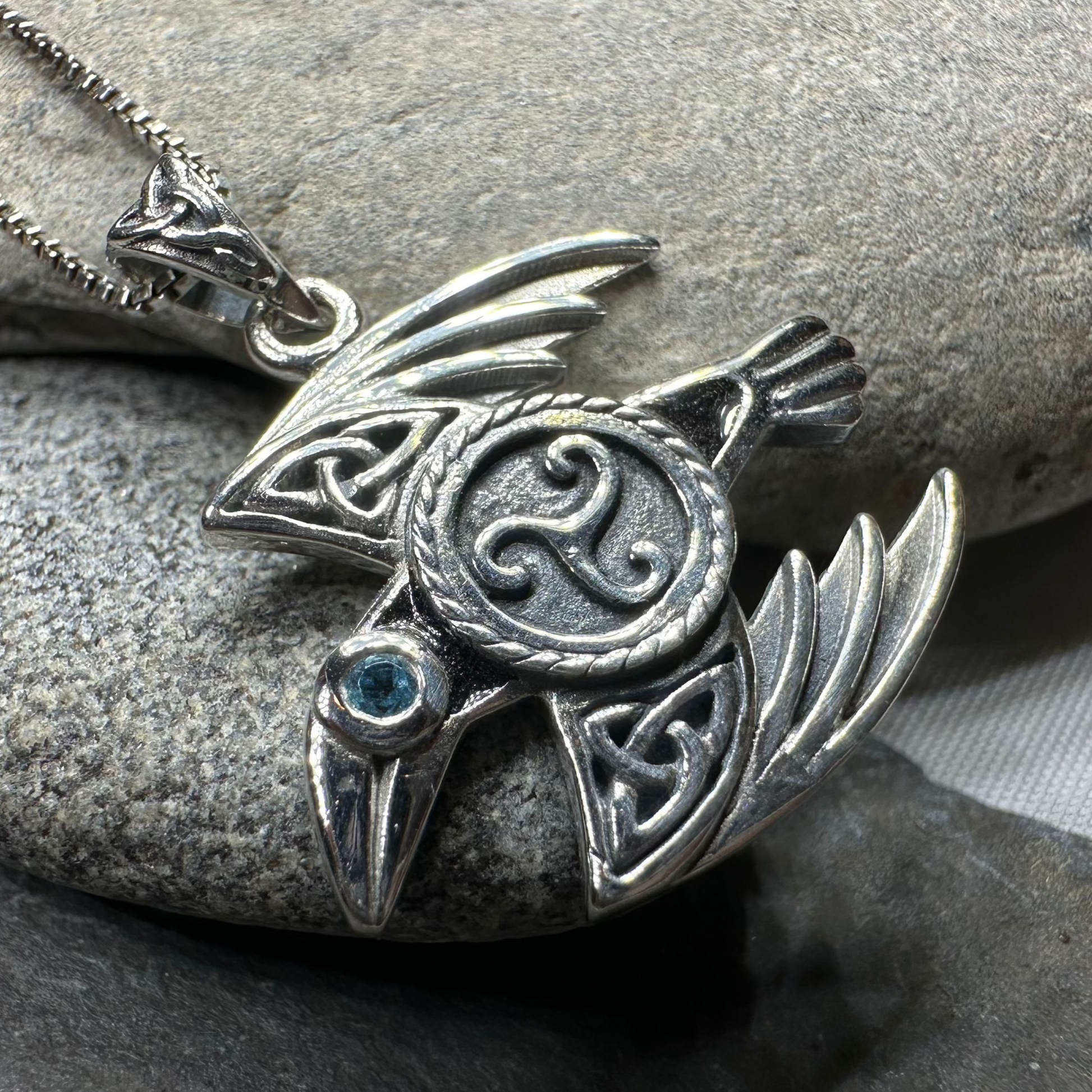 Astrid Celtic Raven Necklace in Sterling Silver — view 10