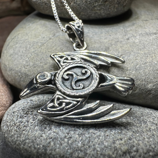 Astrid Celtic Raven Necklace in Sterling Silver — view 9