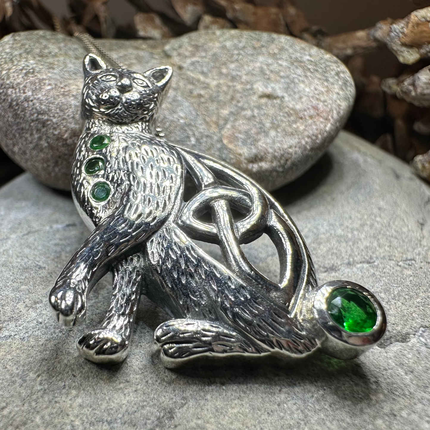 Salem Celtic Cat Necklace in Sterling Silver
