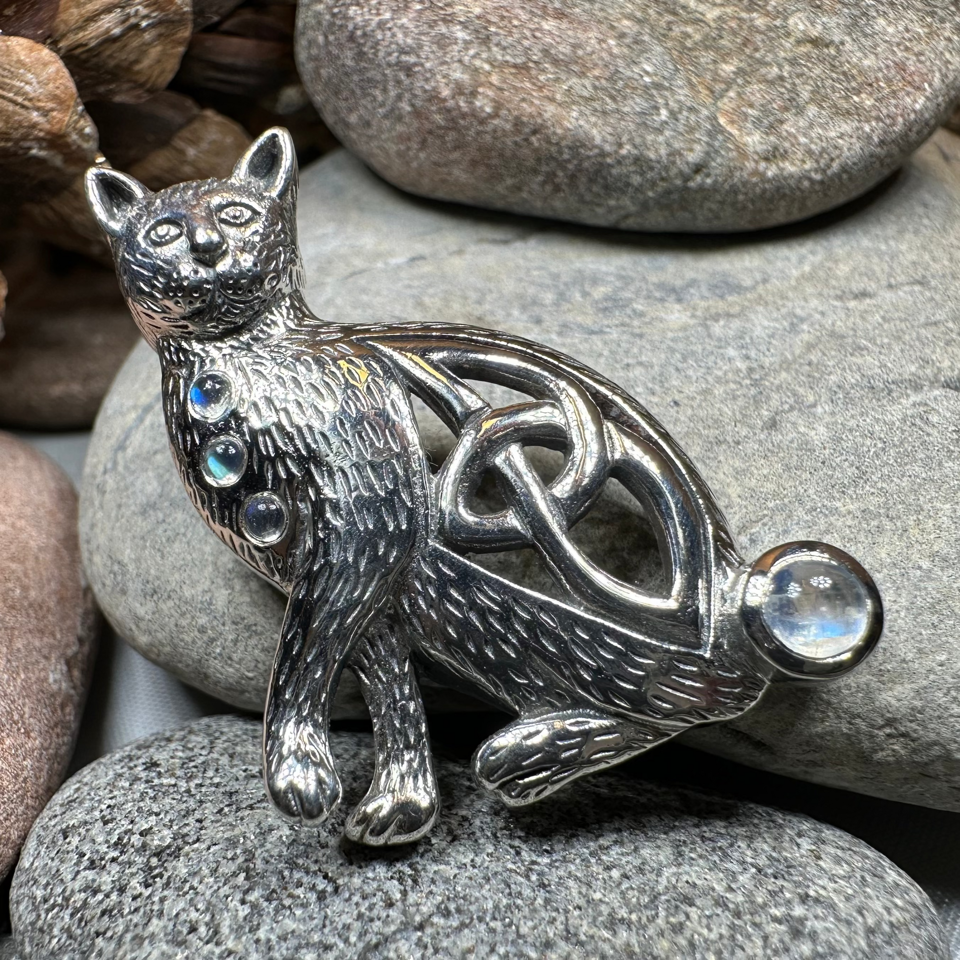 Salem Celtic Cat Necklace in Sterling Silver — view 8