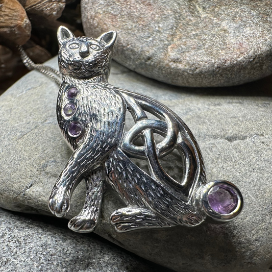 Salem Celtic Cat Necklace in Sterling Silver — view 6