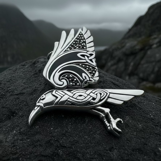Ashild Raven Celtic Necklace in Sterling Silver